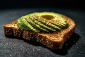 Sliced Avocado toast with sesame seeds on it Generative AI photo