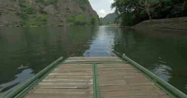 Rafting trip along river between hill video