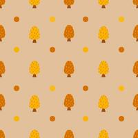 Abstract seamless pattern of tree and leafs in autumn or fall background for design, paper wrap, print in orange color vector