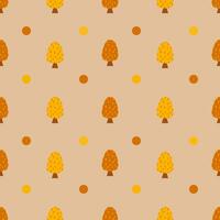 Abstract seamless pattern of tree and leafs in autumn or fall background for design, paper wrap, print in orange color vector