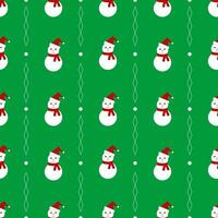 Seamless pattern Christmas snow man symbol in green background or design, print, textile, paper wrap vector