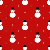 Seamless pattern Christmas snow man in hat with red background for design, print, textile, paper wrap vector