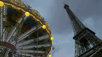 Vintage merry-go-round and Eiffel Tower video