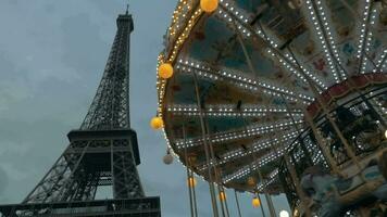 Eiffel Tower and vintage merry-go-round video