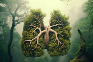 Forest earth lungs, Climate Change Concept art, Gnerative AI photo