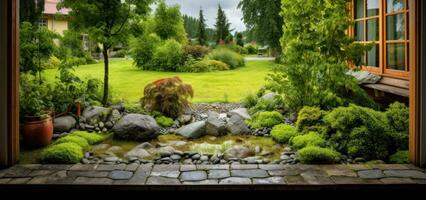 Beautiful garden landscape photo
