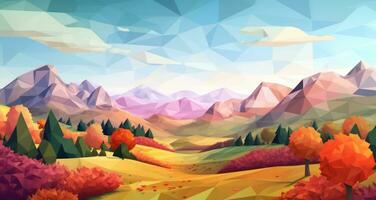 An abstract painting of mountains photo