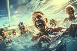 Older people in swimming pool photo