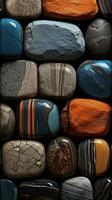 un colección de diferente de colores piedras incluso uno ese es hecho de Roca foto