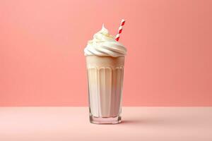 3d milk shake glass with dressing of fruits Generative AI photo