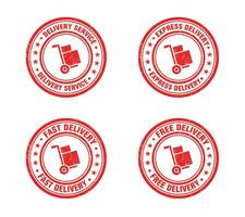 Red stamp grunge set, delivery vector