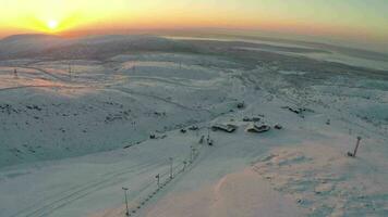 Sunrise over Ski Resort in Mountains video