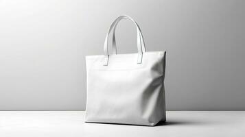 Packaging Bag Mockup White with shades on white Bg, AI Generated photo