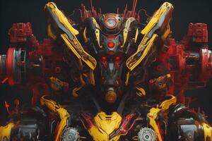 Red Yellow Mecha Gundam Ai Generative photo