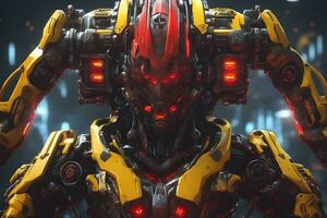 Red Yellow Mecha Gundam Ai Generative photo