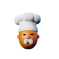 cocinero cara 3d representación icono ilustración png