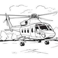 helicóptero para colorear página vector