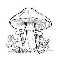 mushroom coloring page vector