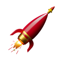 christmas 3d rocket with fireworks illustration png