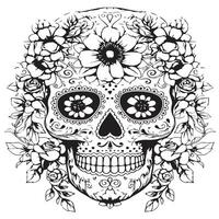 sugar skull coloring page vector