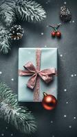 Celebrating Christmas with Fir Branches and Meaningful Gifts, AI Generated photo