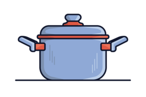 Kitchen Cooking Pot illustration. Kitchen appliance element icon concept. Steel kitchen saucepan design. Pan with lid for dishes, kitchen, home cooking. png