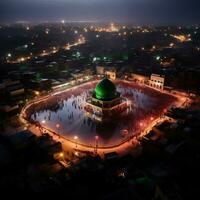 Shrine Drone Shot in Evening Time - Generative AI photo