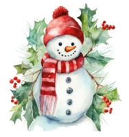 Cute watercolor snowman isolated png