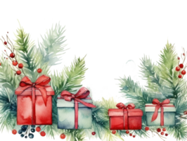 acuarela Navidad tarjeta con regalos png