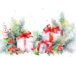 acuarela Navidad tarjeta con regalos png