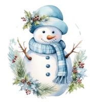 Cute watercolor snowman isolated png