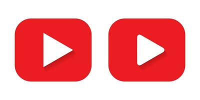 Play button icon vector in red rectangle. Video player button sign symbol