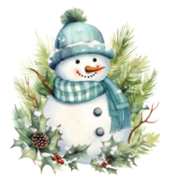 Cute watercolor snowman isolated png