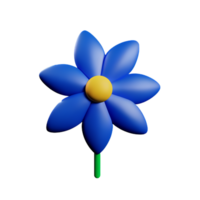 blue flower 3d rendering icon illustration png