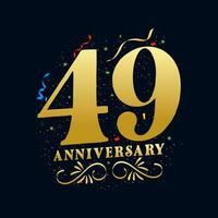 49 Anniversary luxurious Golden color 49 Years Anniversary Celebration Logo Design Template vector