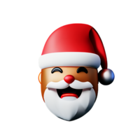 Papa Noel claus cara 3d representación icono ilustración png