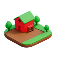 farm 3d rendering icon illustration png