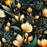 Boho style floral seamless pattern, created with generative AI photo