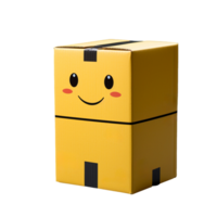 Isometric product photography of an empty cardboard box on transparent background, created with generative AI png