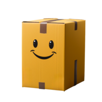 Isometric product photography of an empty cardboard box on transparent background, created with generative AI png