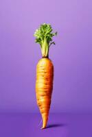 fresh carrot on purple background copy space healthy plant bazed vegan diet copy space generative ai photo