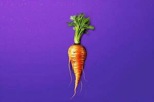 fresh carrot on purple background copy space healthy plant bazed vegan diet copy space generative ai photo