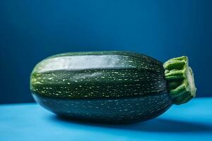 green zucchini on blue background healthy plant bazed vegan diet generative ai photo