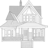 Best House Coloring Page for Adult Vector