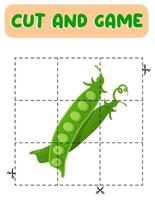 Cut and glue. Green peas. Educational game for children. vector