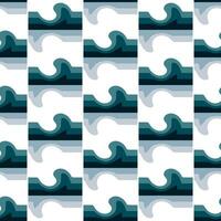 Seamless pattern in retro style. Wavy blue background for fashionable prints in funk style. An unusual psychedelic background on the water with steep lines from the wave. A wave divided into parts vector