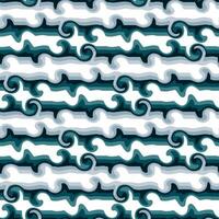 Seamless pattern in retro style. Wavy blue background for fashionable prints in funk style. Unusual psychedelic water background with lines from the wave. Sea line, repeating wave vector