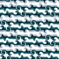 Seamless pattern in retro style. Wavy blue background for fashionable prints in funk style. Unusual psychedelic water background with lines from the wave. Sea line, repeating wave vector