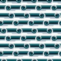 Seamless pattern in retro style. Disco wavy blue background for fashionable prints in funk style. An unusual psychedelic summer background with a whirlpool. Sea line, a sea repeating wave vector