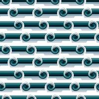 Seamless pattern in retro style. Disco wavy blue background for fashionable prints in funk style. An unusual psychedelic summer background with a whirlpool. Sea line, a sea repeating wave vector